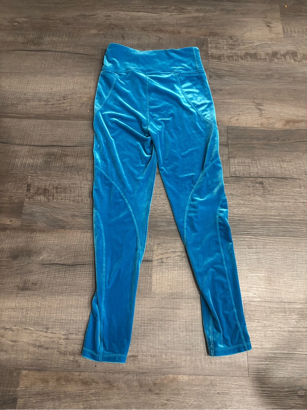 Lilly Pulitzer Luxletic Blue Velour High Rise Leggings Size Medium Pockets yoga‎